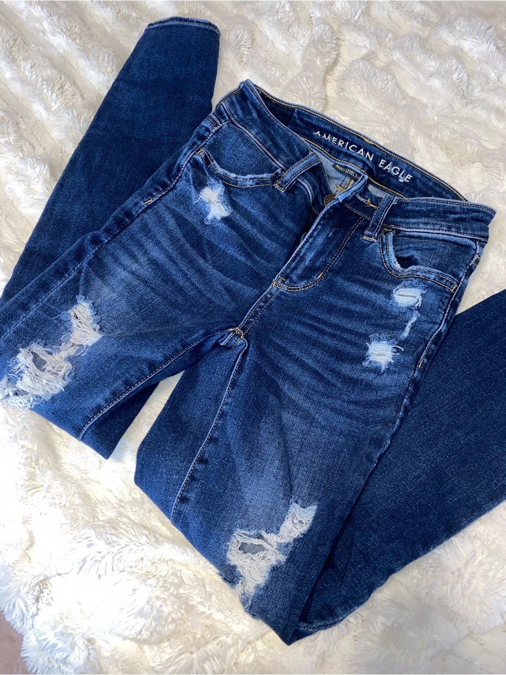 American Eagle Outfitters Distressed Dark Blue Skinny Jeans size 000